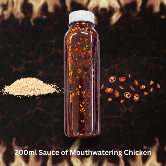 200ml Bottle of Sichuan mouthwatering chicken sauce with spices and chili flakes for flavorful dishes