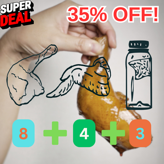 8 Legs 4 Wings Combo Deal featuring delicious chicken pieces with a special sauce and 35% off promotion
